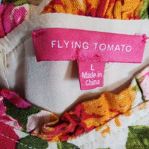 Flying Tomato Bonfire Weekends Linen Cotton Floral Wide Leg Jumpsuit Size Large - Picture 5 of 16